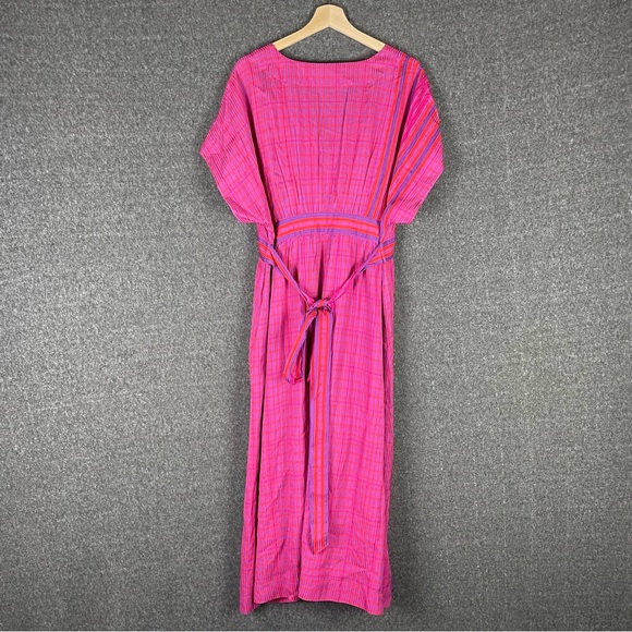 Hatch Collection Size 4 Natalie Maternity Midi Dress Rosebud Plaid Magenta Pink - Picture 5 of 12
